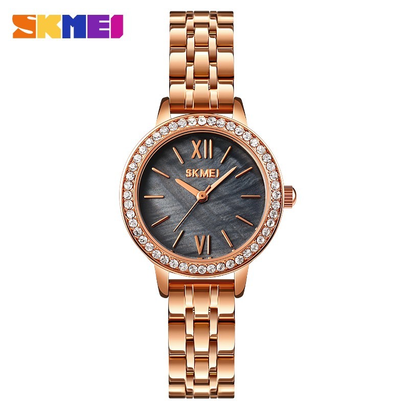

Женские часы Skmei 1711 rose gold black steel розовое золото -COPY-
