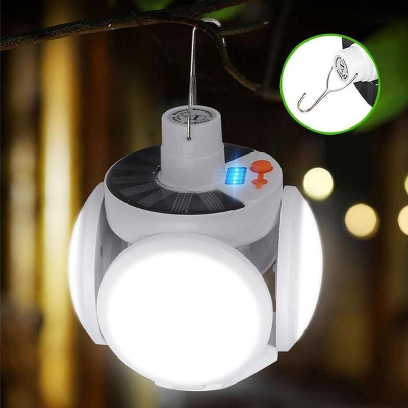 

LED фонарь подвесной с крючком Bailong BL 2029+SOLAR на аккумуляторе USB лампа с солнечной панелью и индикатором заряда Белый