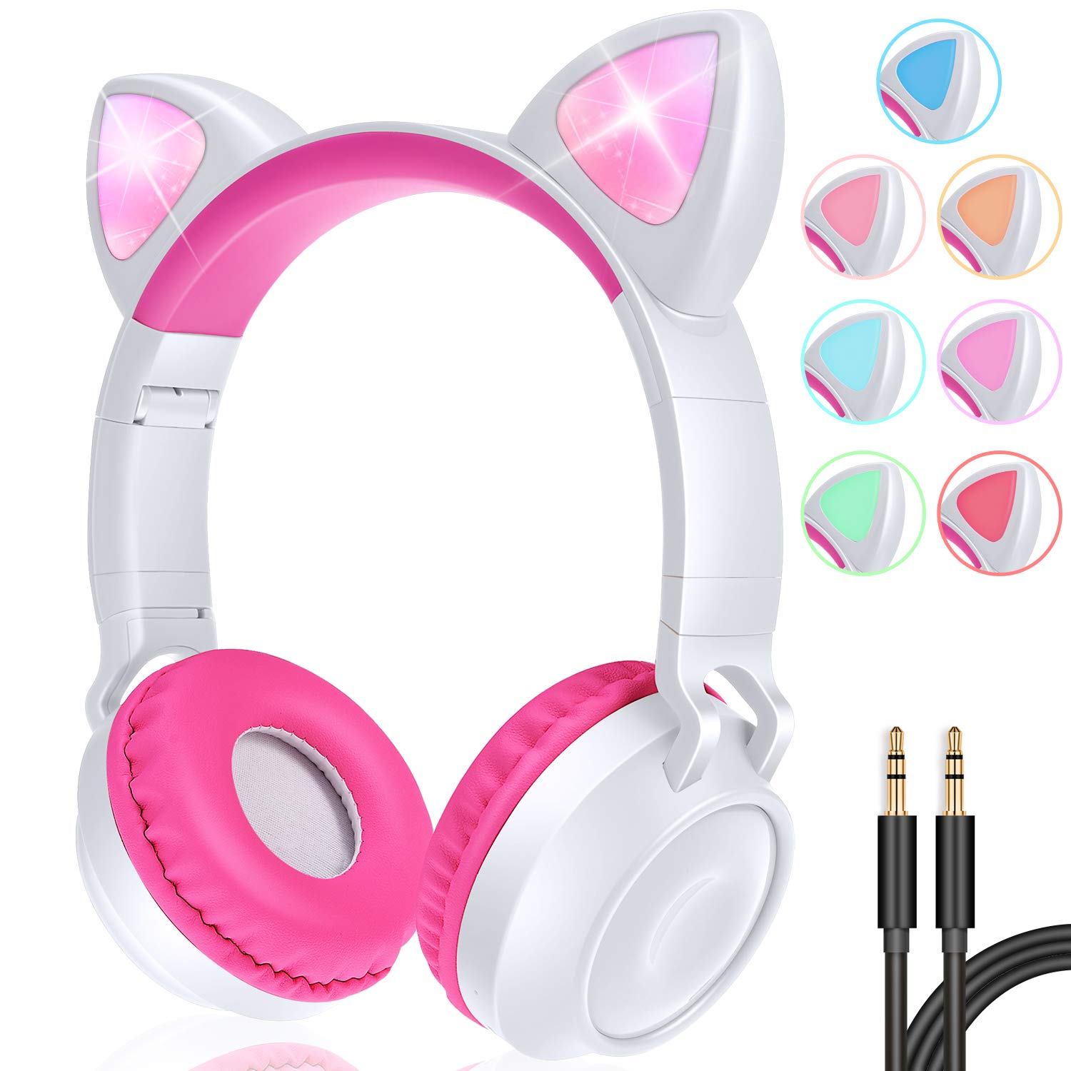 

Беспроводные наушники CAT Ear Wireless Headphones складные с кошачьими ушками LED RGB подсветка, встроенный микрофон Bluetooth 5.0 White (ZW-028-S1)