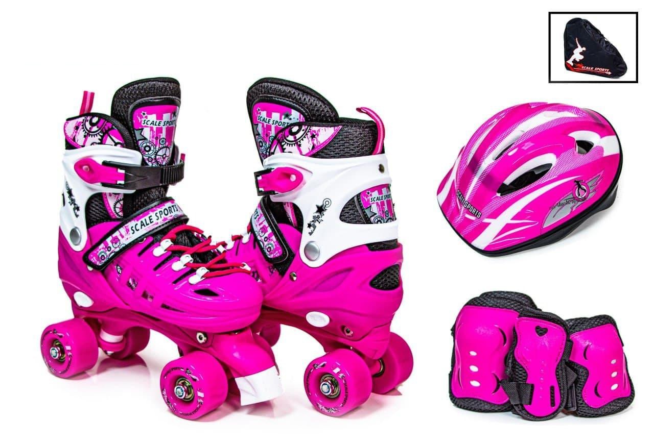 

Комплект роликовые коньки квады Scale Sport 29-33 Pink