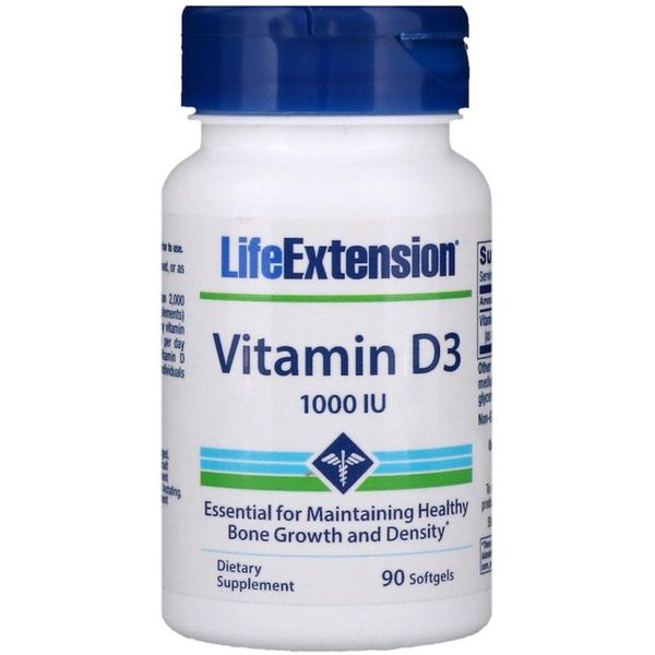 

Витамин D3 Life Extension Vitamin D3 25 mcg 1000 МЕ 90 капсул