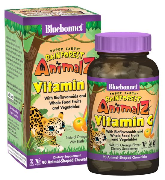 

Витамин С для Детей Bluebonnet Nutrition Vitamin C 90 жевательных таблеток апельсин