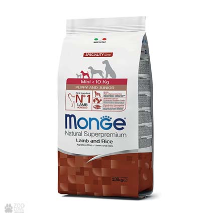 

Сухой корм для щенков мелких пород Monge Mini Puppy & Junior Lamb с ягненком 800 г