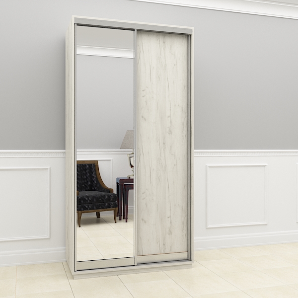 

Двухдверный шкаф купе СИЧ БШК-20/22 140x43x220 Дуб крафт белый Зеркало + ДСП