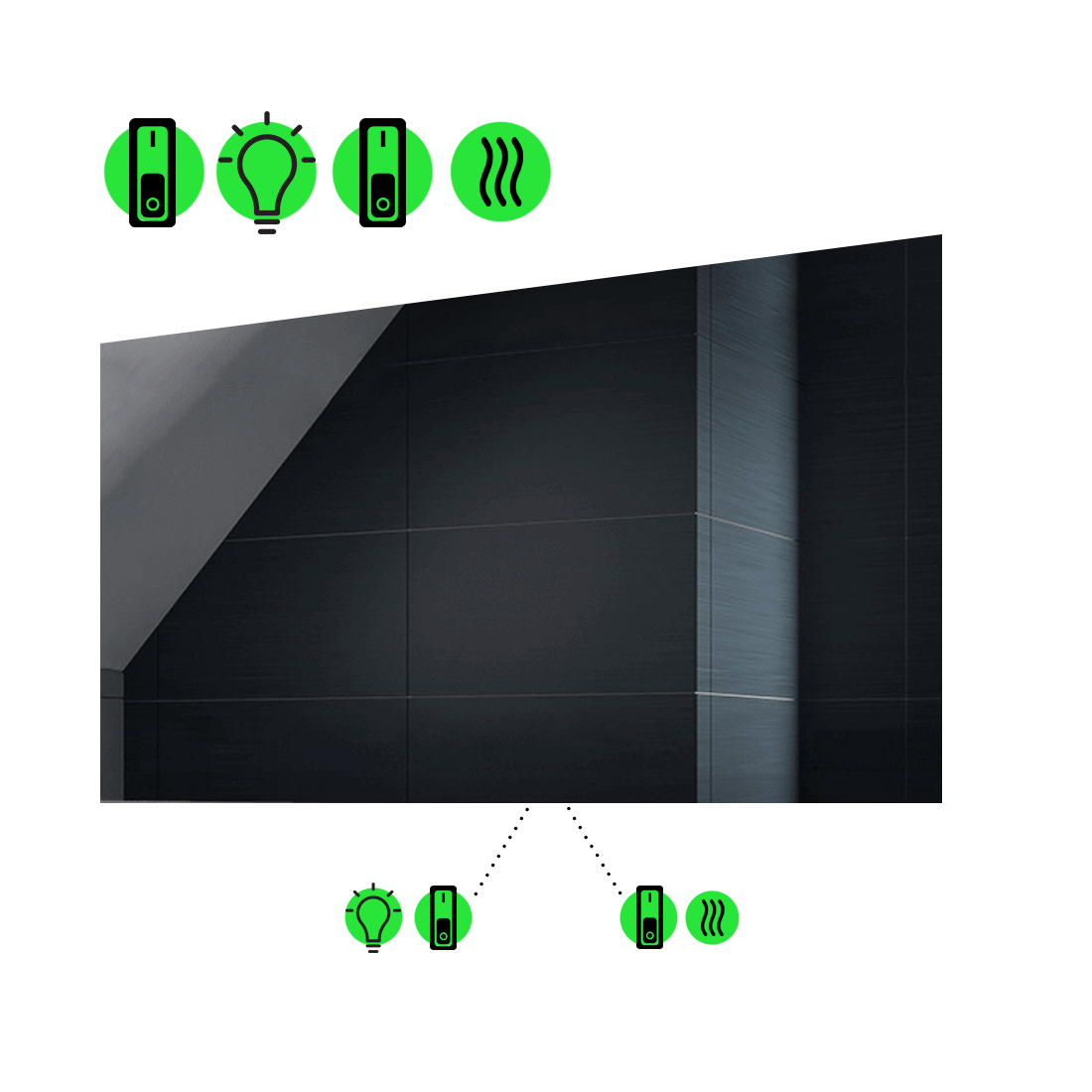 

LED-зеркало 80x60см, с подогревом и двумя механическими включателями, модель Lucia