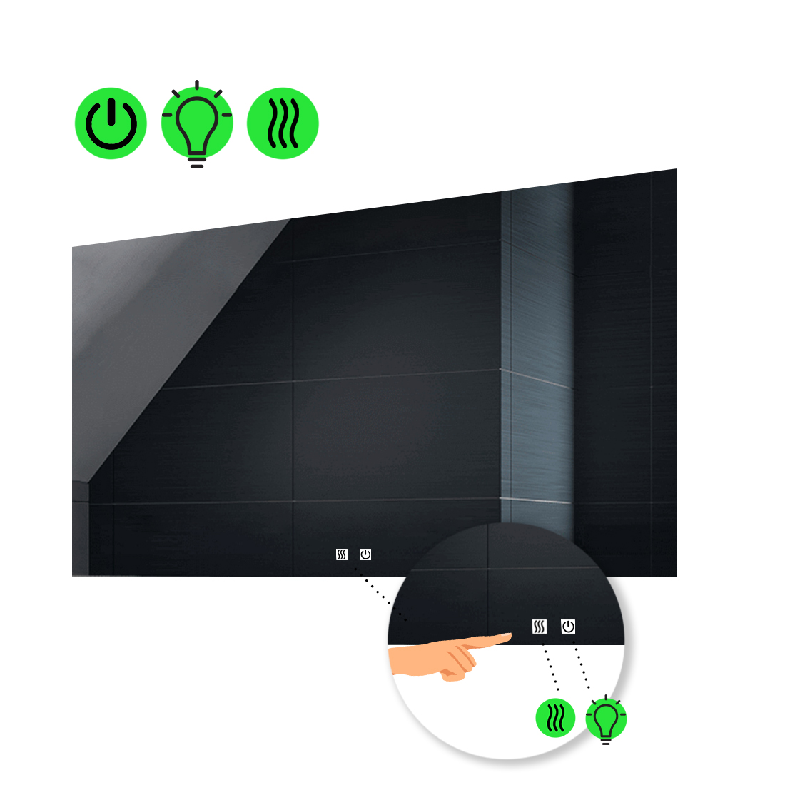 

LED-зеркало 80x60см, с двумя сенсорами и подогревом, модель Lucia