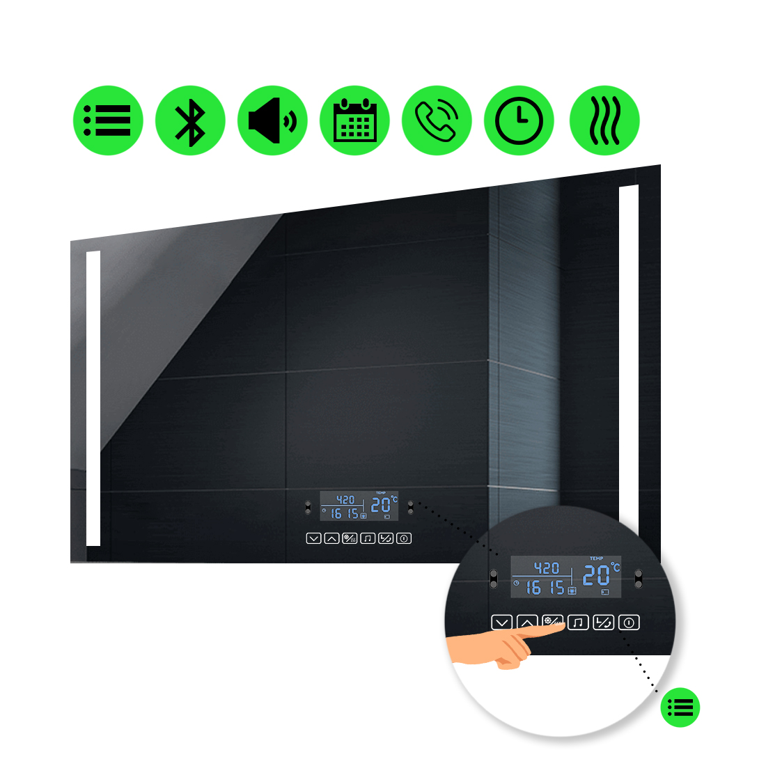 

LED-зеркало 80x60см, с Smart-блоком и подогревом, модель Adelita
