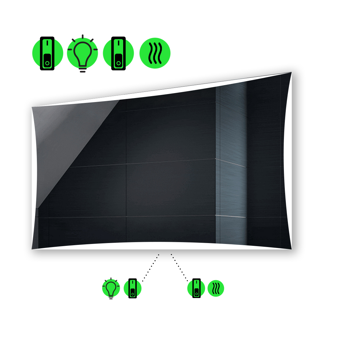 

LED-зеркало 80x60см, с подогревом и двумя механическими включателями, модель Amado