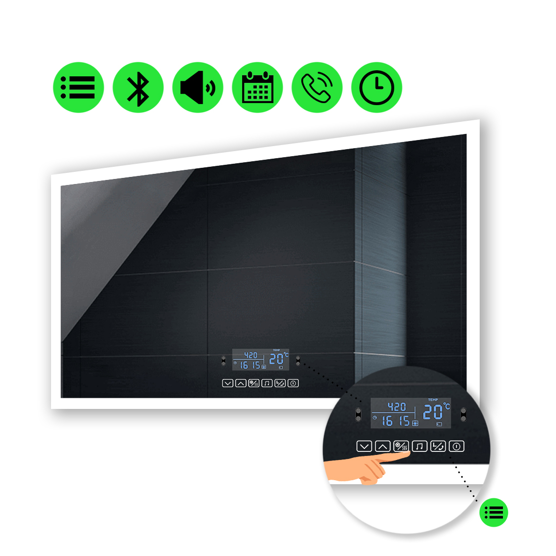 

LED-зеркало 80x60см, с Smart-блоком, модель Simphony