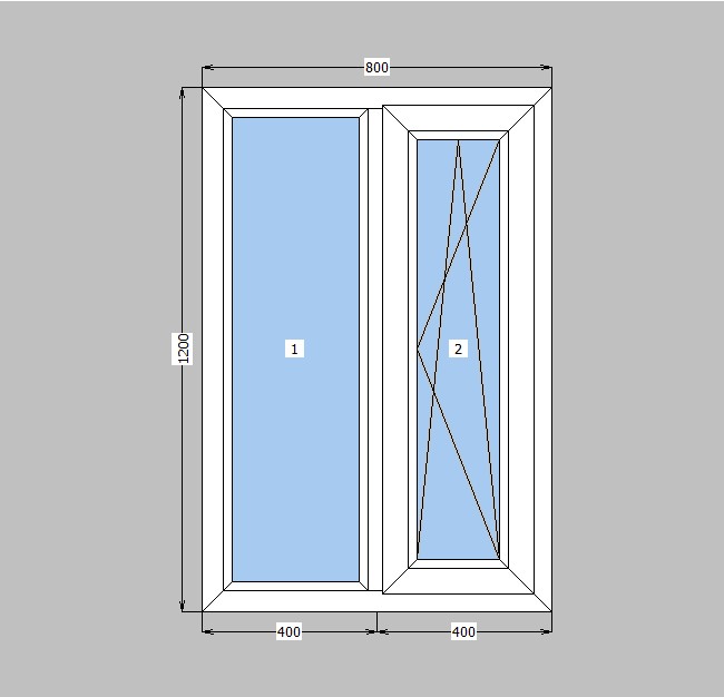 

ПВХ окно GlassoGlass 5S одностворчатое поворотно-откидное (фурнитура Axor Standart) 800х1200 мм Серый