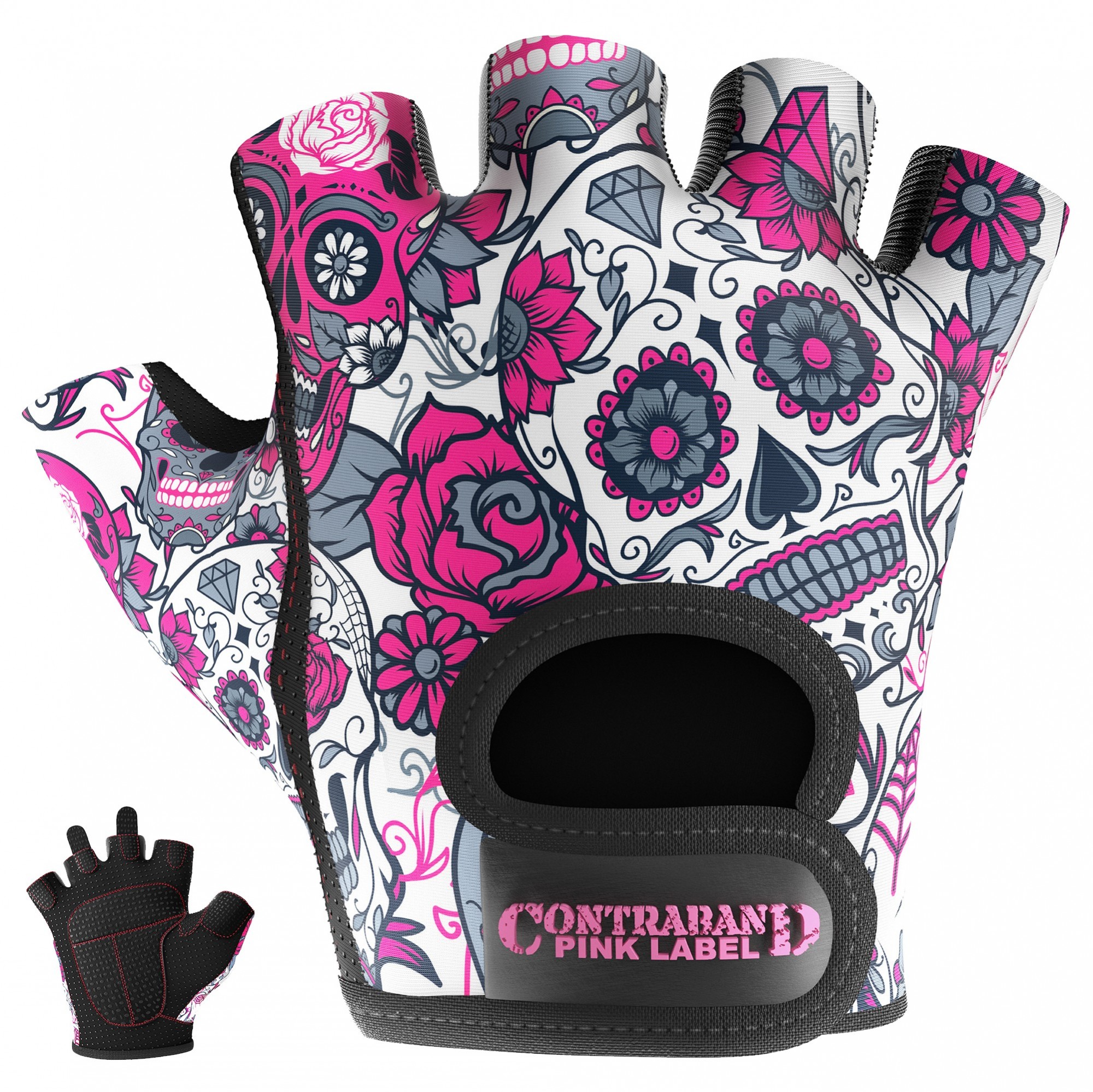 

Женские перчатки для фитнеса Contraband Pink Label 5237 Sugar Skull Gloves (Розовый M)