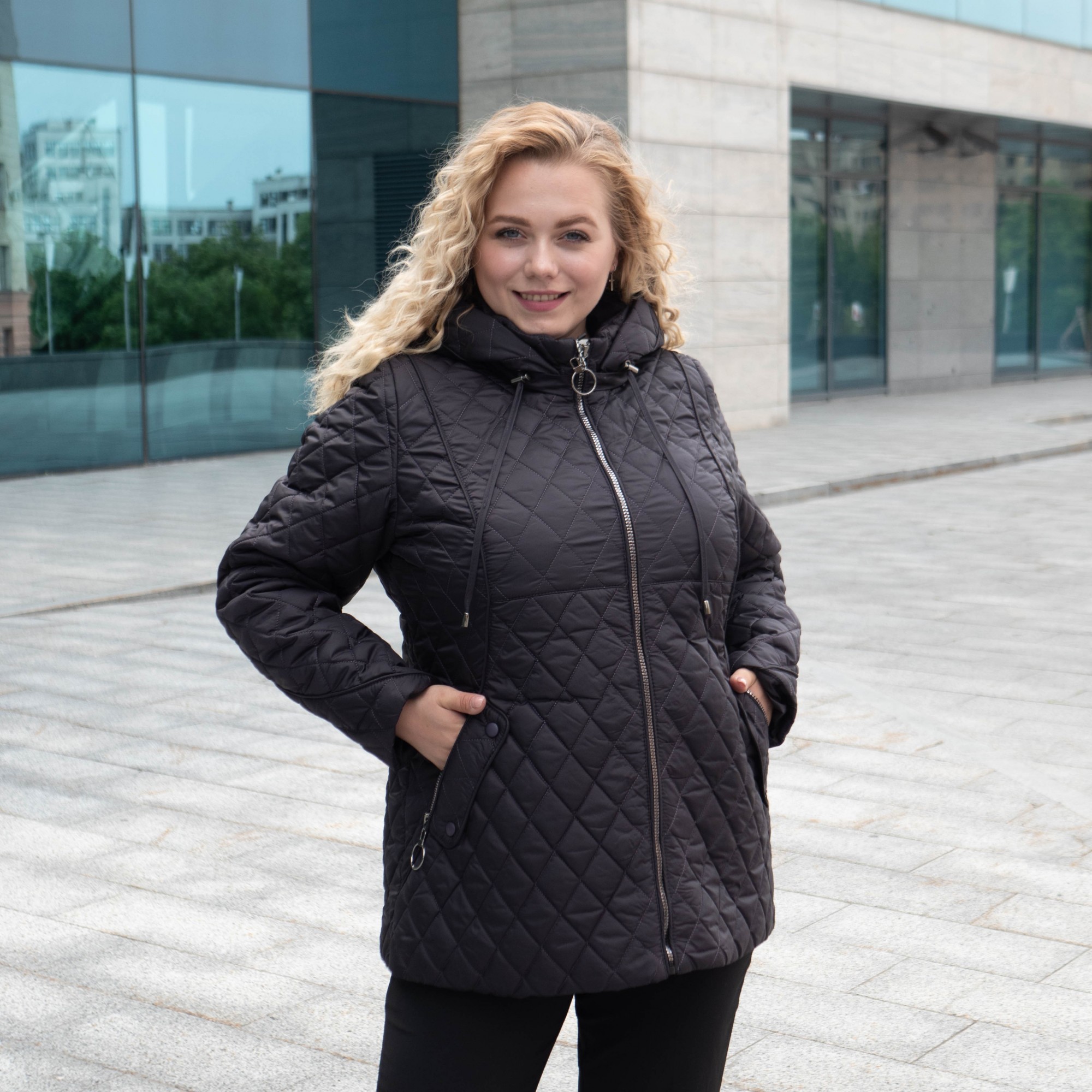 

Осенняя женская куртка большого размера UF-Fashion Vika-gv 56 сливовый