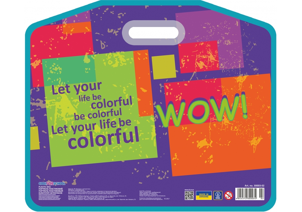 

Папка-портфель "CoolForSchool" №CF30003-02 A3 Wow пластикова на липучках