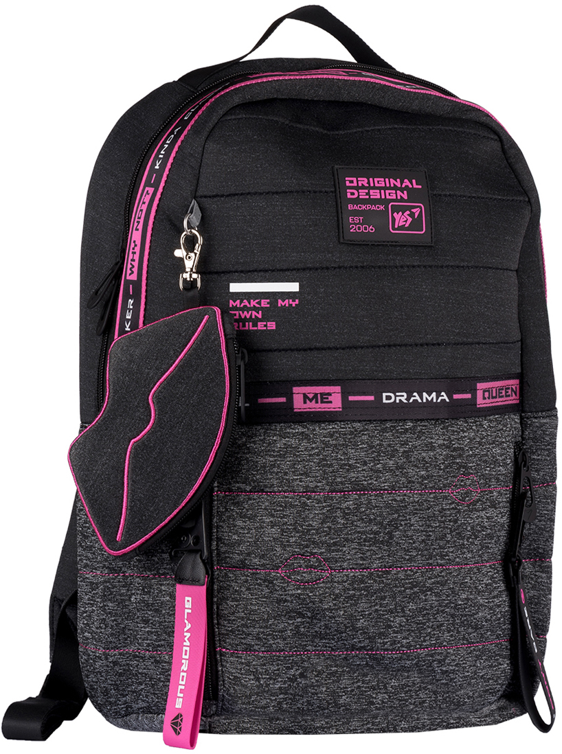 

Рюкзак YES T-122 Urban disign style Pink серый/черный для девочек 18 л (558752)