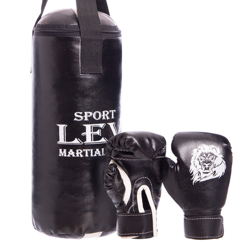 Боксерский набор детский (перчатки+мешок) LEV LV-4686 Black – фото .