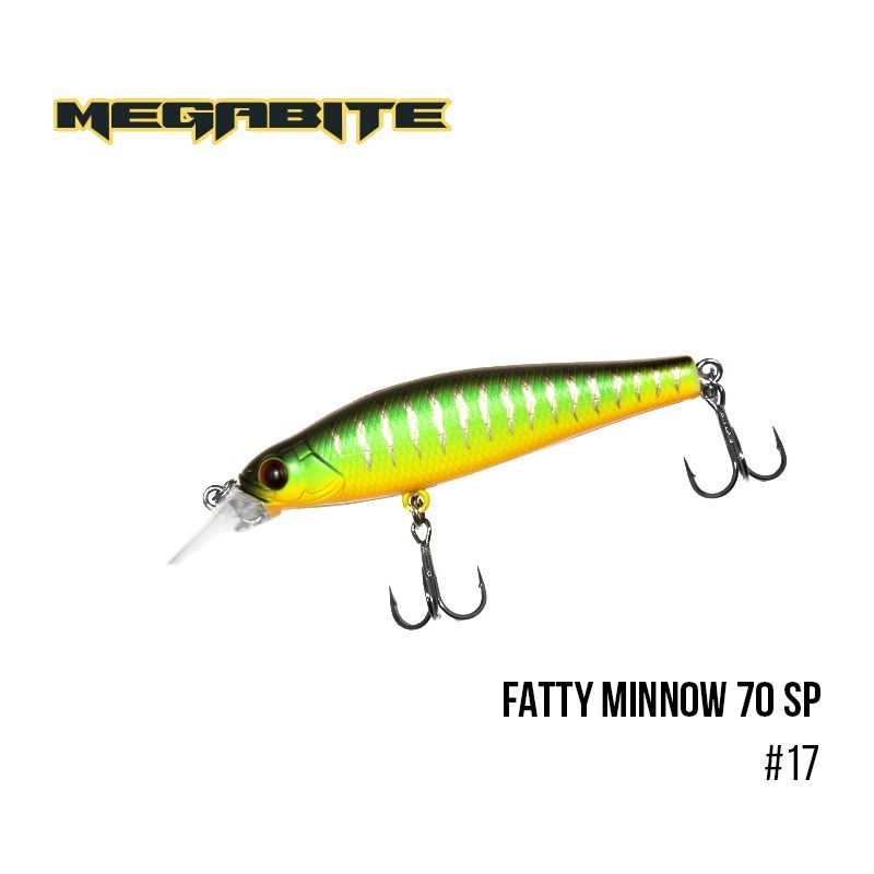 

Воблер Megabite Fatty Minnow 70 SP (70 мм, 10 гр, 1,4 m) (17)