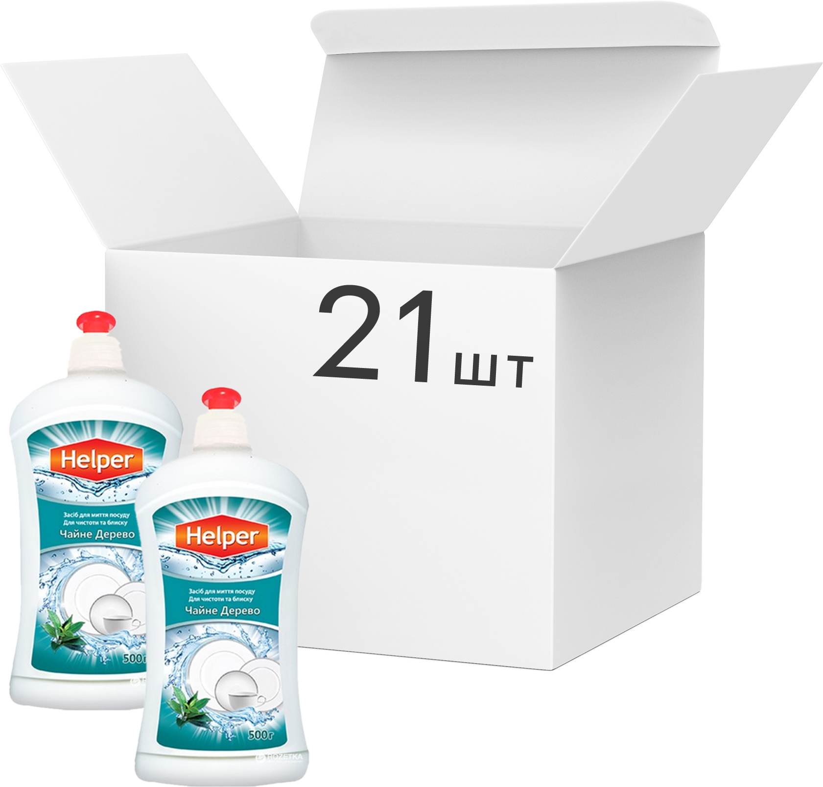 Акция на Упаковка средства для мытья посуды Helper Чайное дерево 500 г х 21 шт (4823019010282) от Rozetka UA