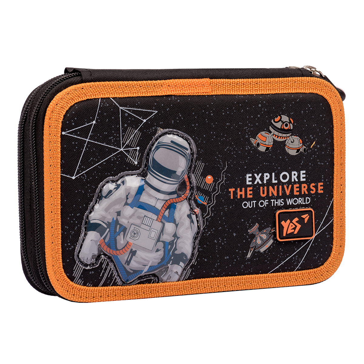 

Пенал для мальчика твердый без наполнения YES двойной HP-01 "Explore the universe", черный