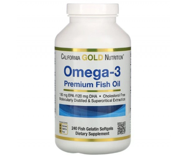 

Жирные кислоты California Gold Nutrition Омега-3 рыбий жир премиального качества 240 капсул (599132)