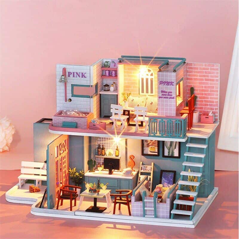 

3D Интерьерный конструктор DIY House Румбокс Know me craft Кафе Pink (K34)