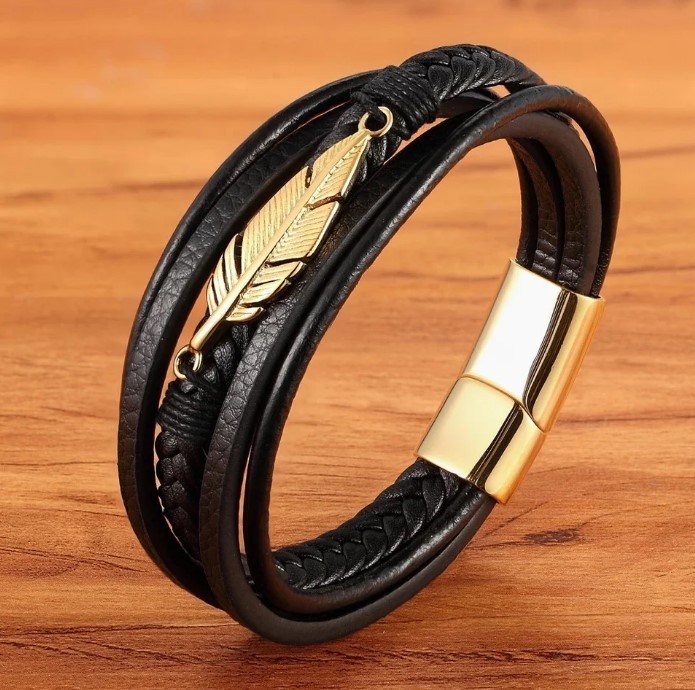 

Браслет кожаный Zig Jewelry черный унисекс