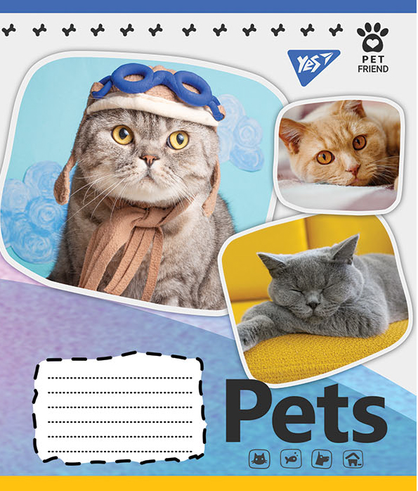 

Набор тетрадей ученических YES Pets shoot А5 12 листов в косую линейку без дополнительной линии 25 шт (765379)