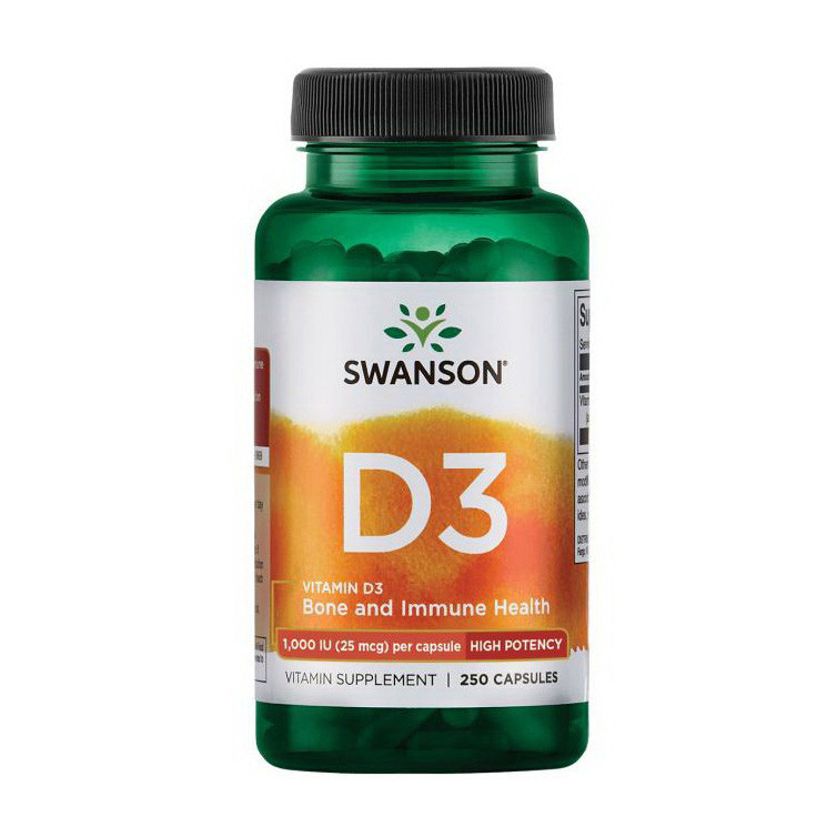 

Витамин Д3 (холекальциферол) Свансон / Swanson D3 1000 IU 25 mcg (250 caps)