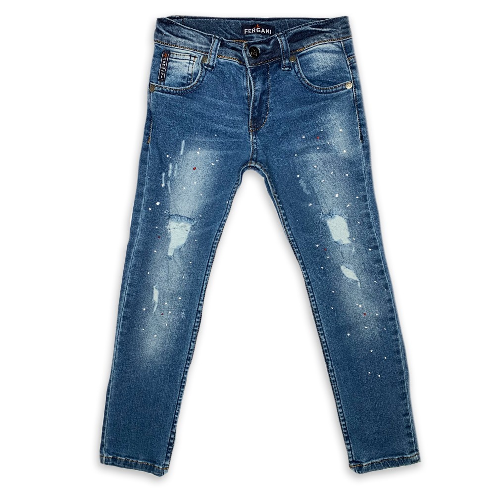 

Джинсы Fergani для мальчиков с порезами рваными 116 Синие (2471)