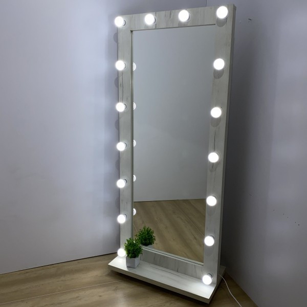 

Туалетное гримерное визажное зеркало sp0d с LED подсветкой на подставке с колесиками Дуб крафт белый (Зеркало-10)