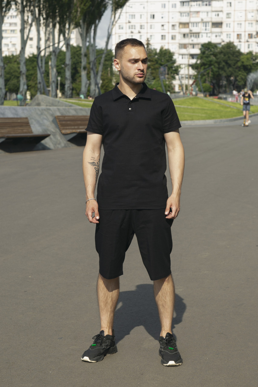 

Летний мужской льняной костюм Flax Intruder футболка поло и шорты 0004  () Черный (IN - 0004/1 С, Летний мужской льняной костюм Flax Intruder футболка поло и шорты 0004 L (48) Черный (IN - 0004/1 С)