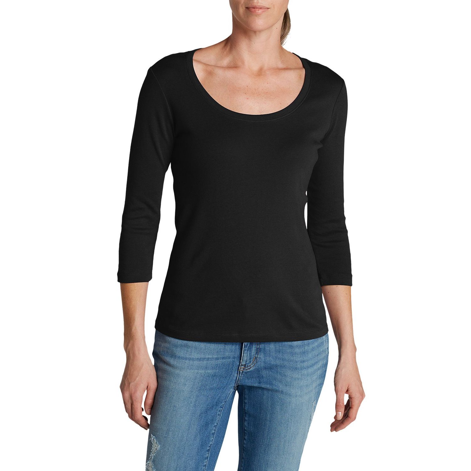 

Кофта Eddie Bauer Womens Favorite 3/4-Sleeve Scoop-Neck T-Shirt BLACK XS Черный