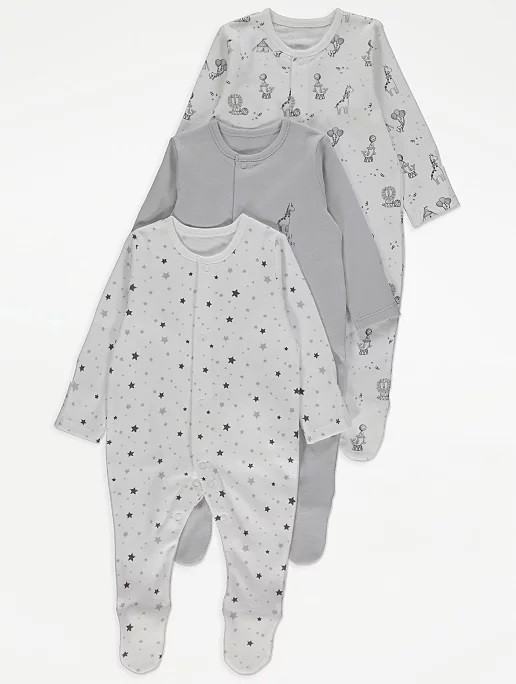 

Человечек George Grey Printed Sleepsuits 3 шт 62-68 см разноцветные