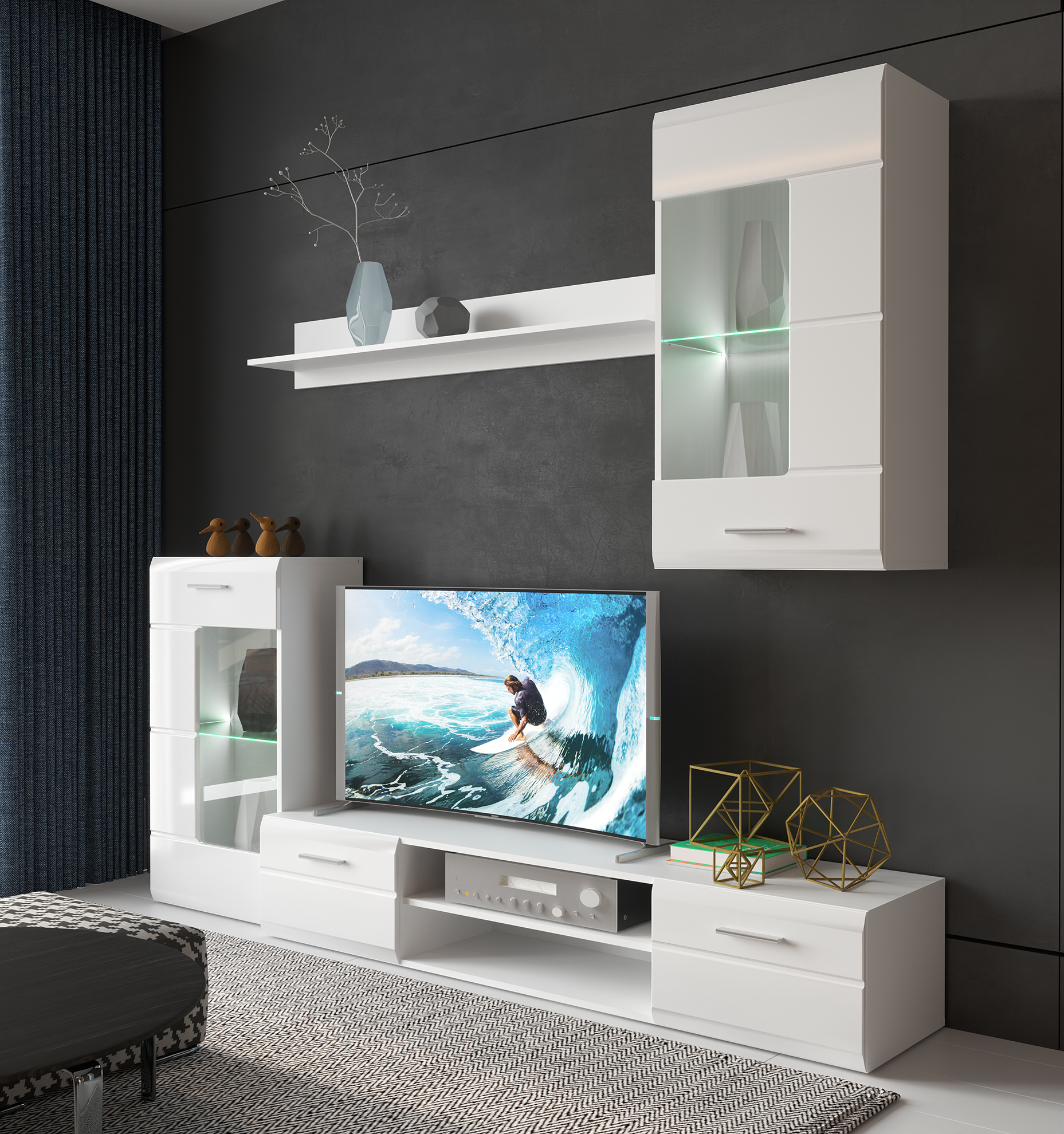 

Вітальня Gerbor Перліта 230×200×40 білий/білий глянець