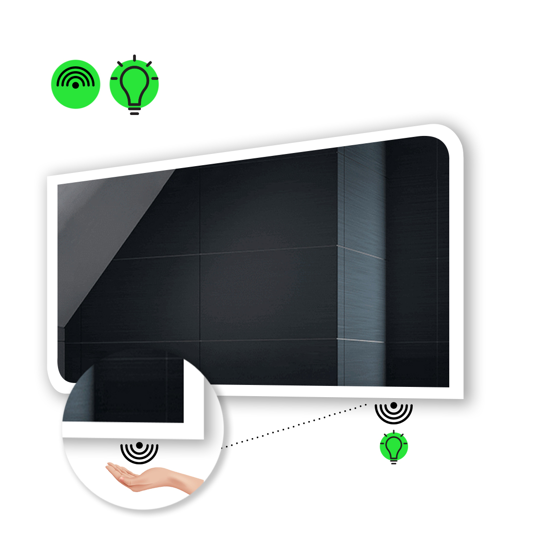 

LED-зеркало 80x70см, с ИК включателем, модель Kruka