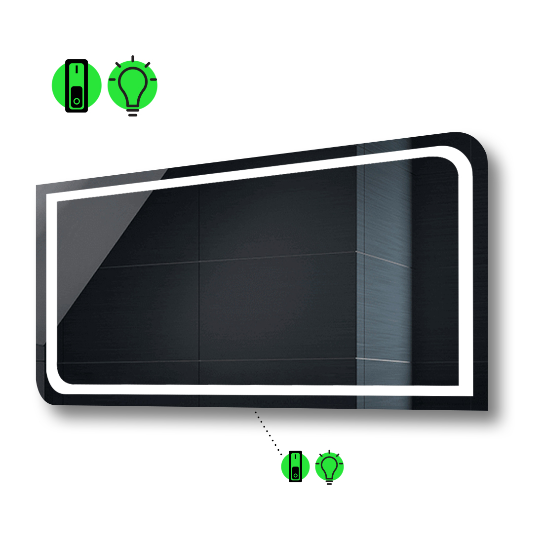 

LED-зеркало 90x80см, с механическим включателем, модель Noemi