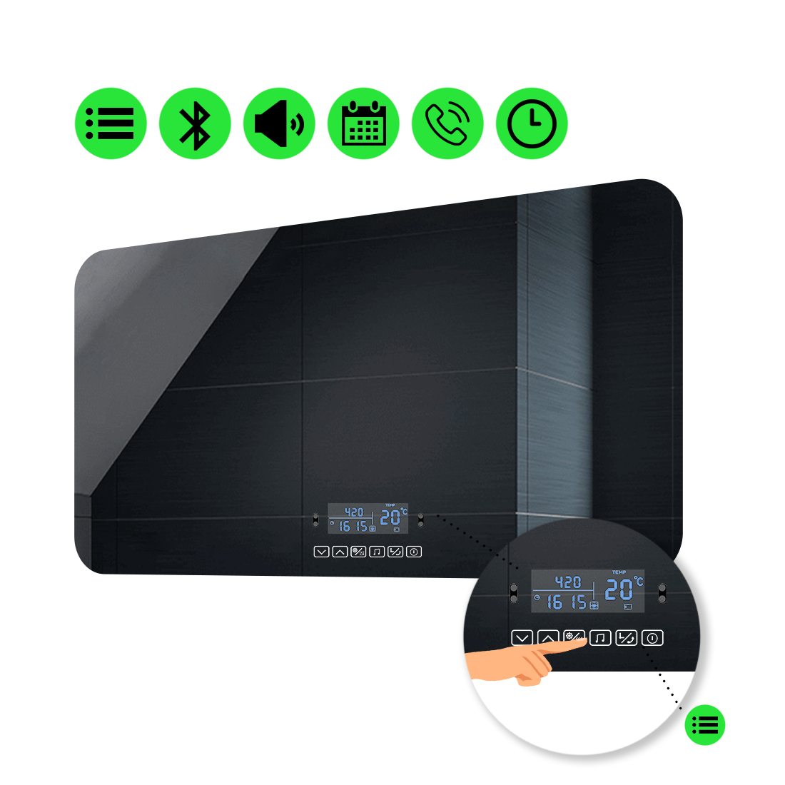 

LED-зеркало 100x80см, с Smart-блоком, модель Ornela