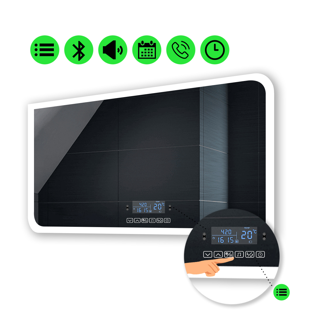 

LED-зеркало 80x60см, с Smart-блоком, модель Kruka