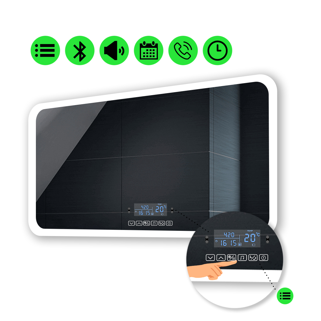 

LED-зеркало 90x70см, с Smart-блоком, модель Ahana