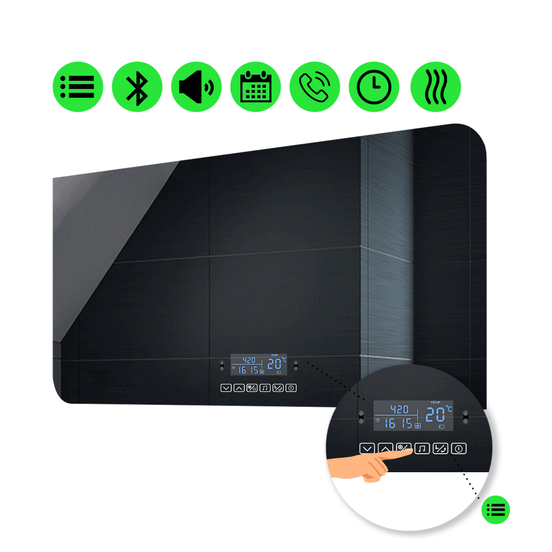 

LED-зеркало 100x80см, с Smart-блоком и подогревом, модель Simona