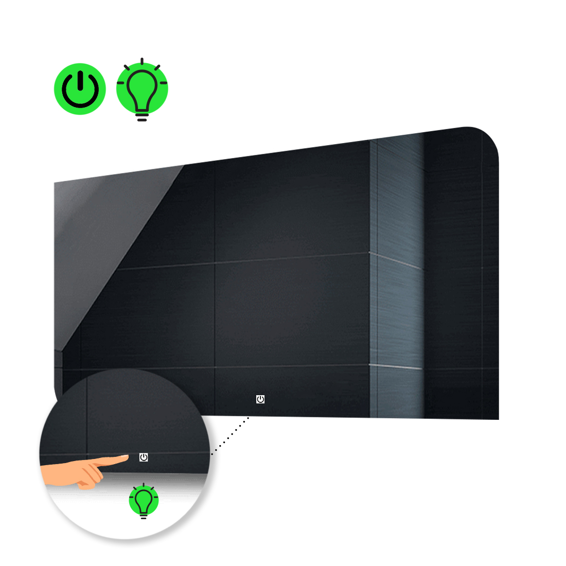 

LED-зеркало 100x80см, с сенсорной кнопкой управления, модель Simona