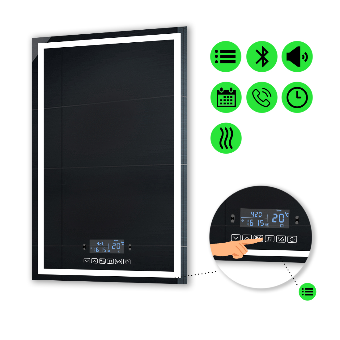 

LED-зеркало 90x100см, с Smart-блоком и подогревом, модель Karnet