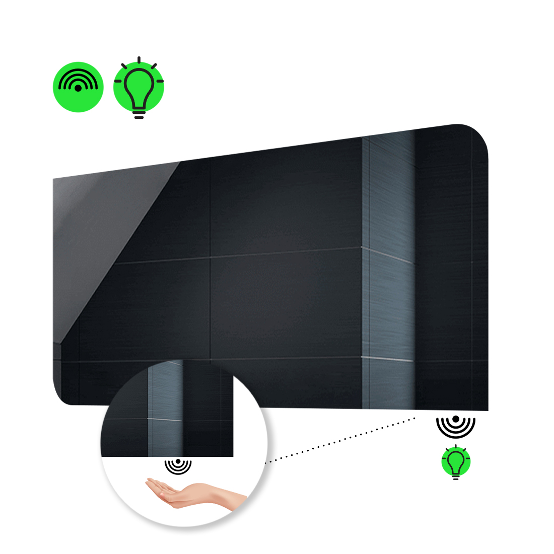 

LED-зеркало 90x70см, с ИК включателем, модель Simona