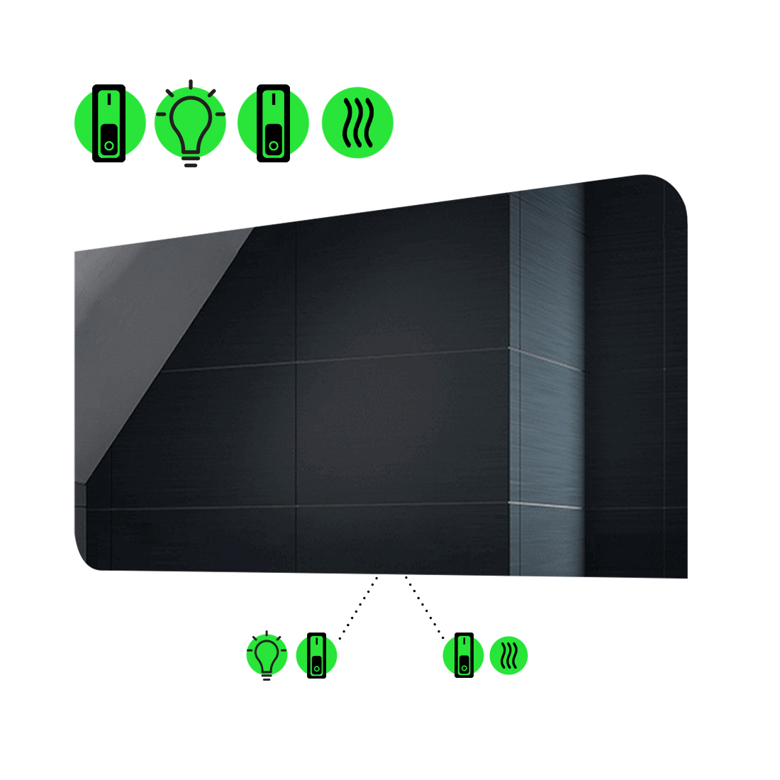 

LED-зеркало 90x70см, с подогревом и двумя механическими включателями, модель Simona