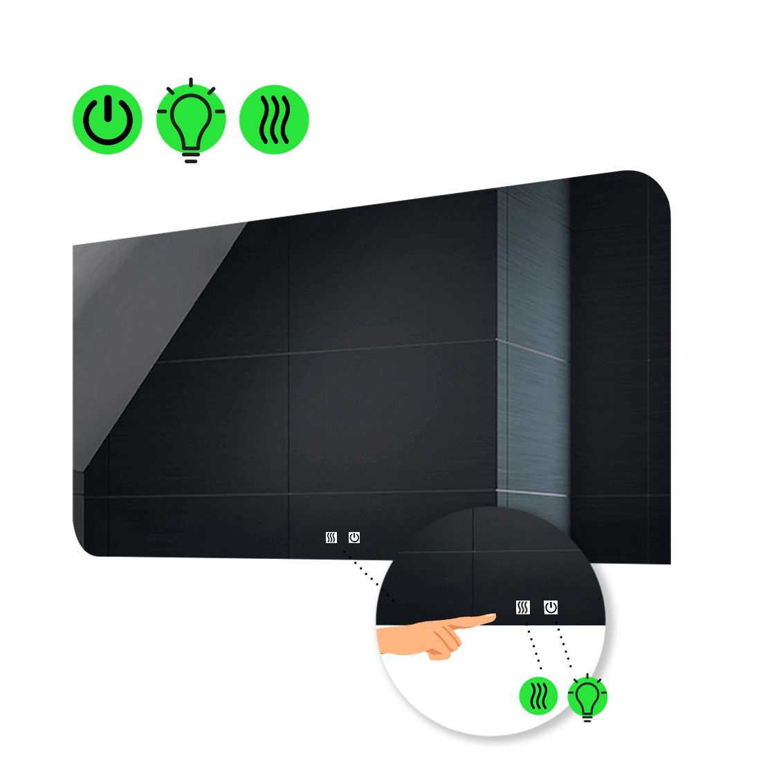 

LED-зеркало 80x70см, с двумя сенсорами и подогревом, модель Simona