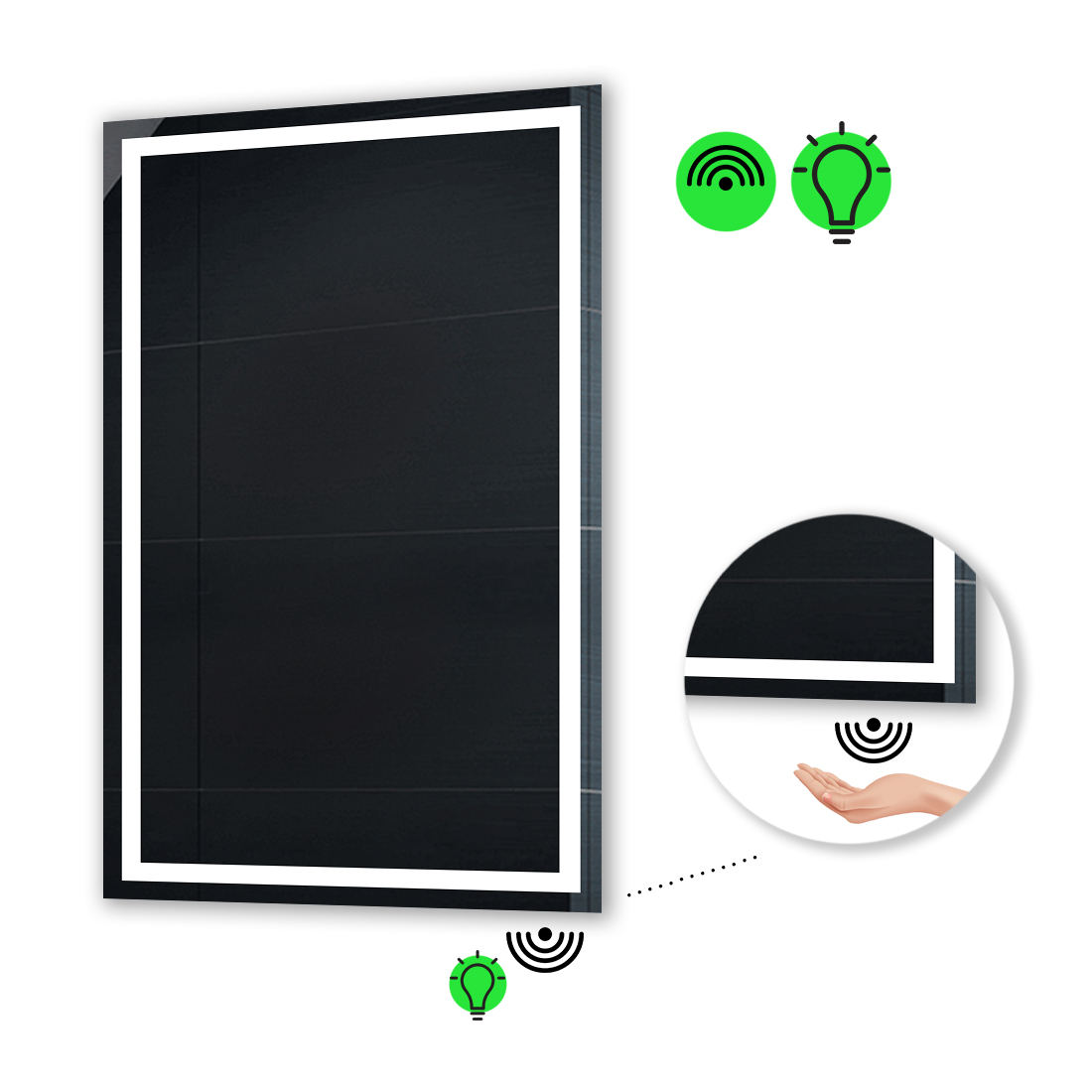 

LED-зеркало 70x90см, с ИК включателем, модель Karnet