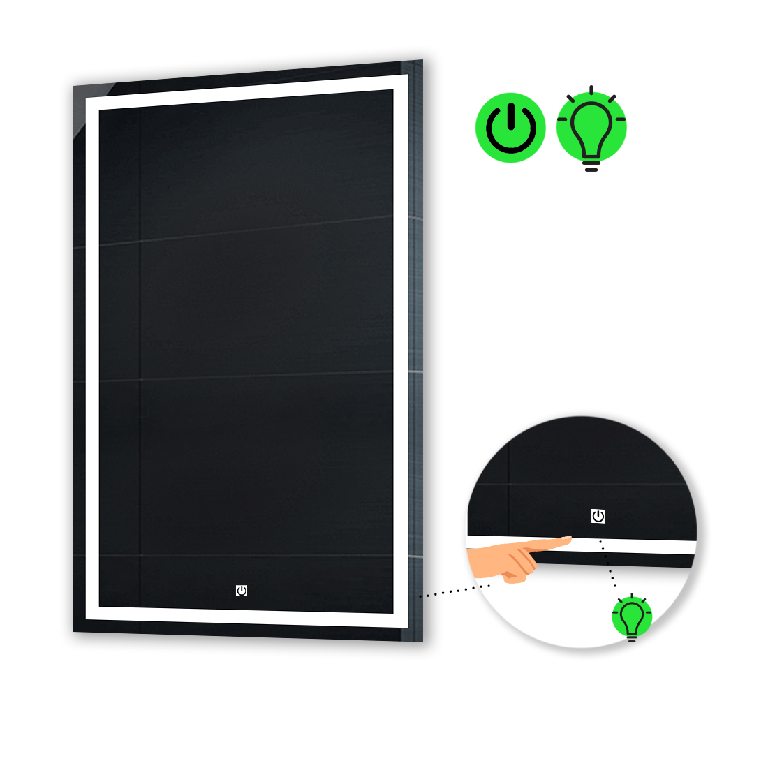 

LED-зеркало 100x120см, с сенсорной кнопкой управления, модель Karnet