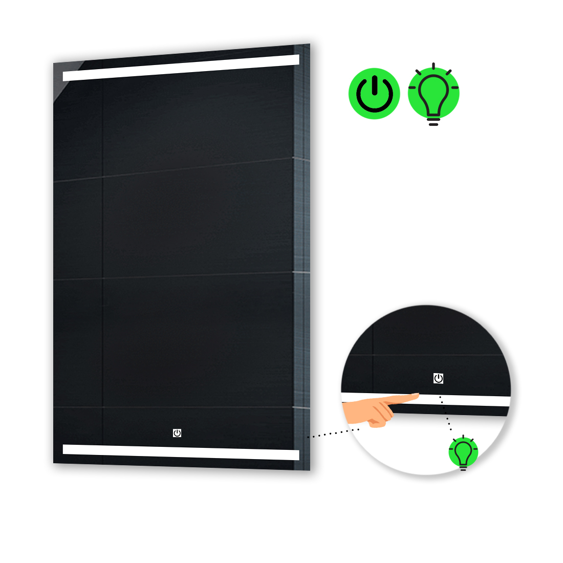 

LED-зеркало 60x80см, с сенсорной кнопкой управления, модель Adelita