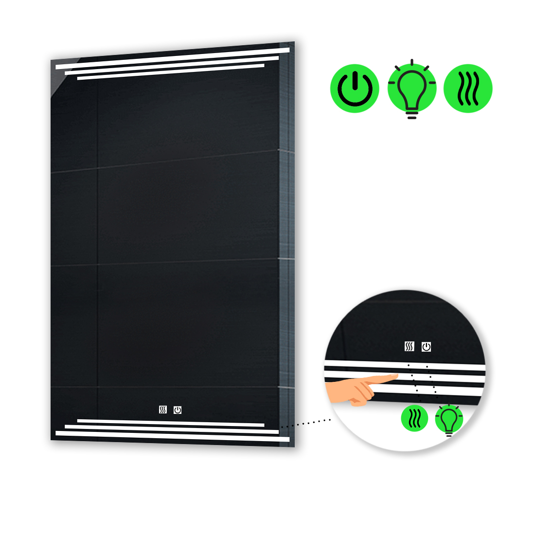 

LED-зеркало 80x100см, с двумя сенсорами и подогревом, модель Francisca