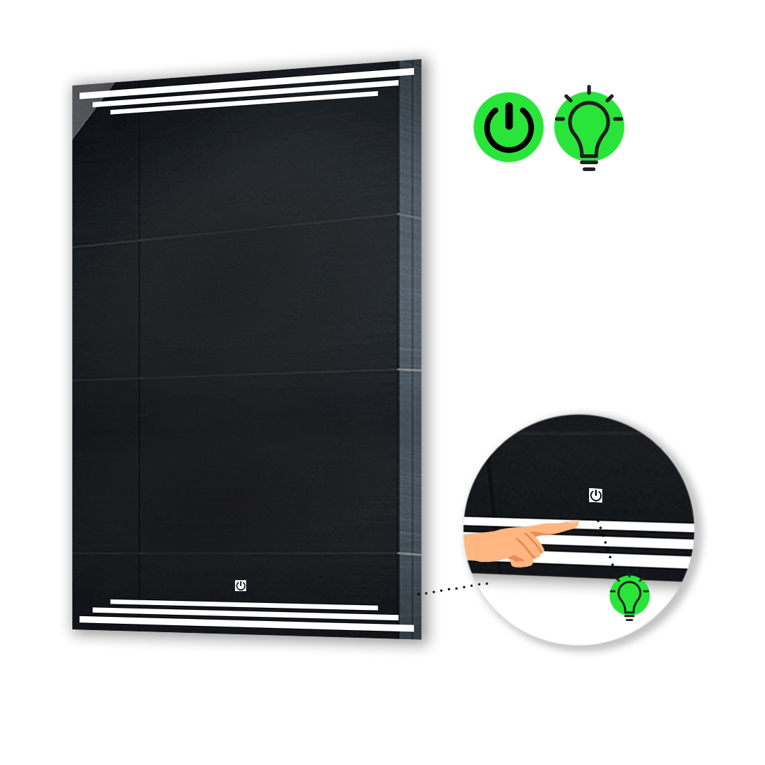 

LED-зеркало 60x100см, с сенсорной кнопкой управления, модель Francisca