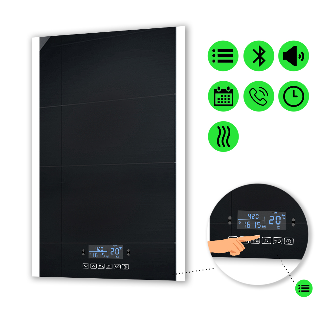 

LED-зеркало 60x80см, с Smart-блоком и подогревом, модель Ines